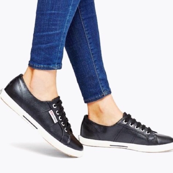 Superga black vegan leather sneakers
